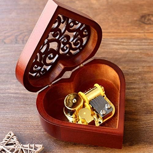 Lhllhl ručno izrađena drvena glazbena kutija u obliku srca za djevojku, glazbenu kutiju, rođendanski poklon, ljubavnik, poklon