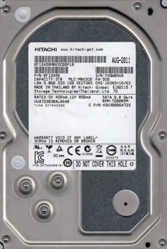Hitachi HUA723030ALA640 P/N: 0F12456 MLC: MRK5C0 3TB