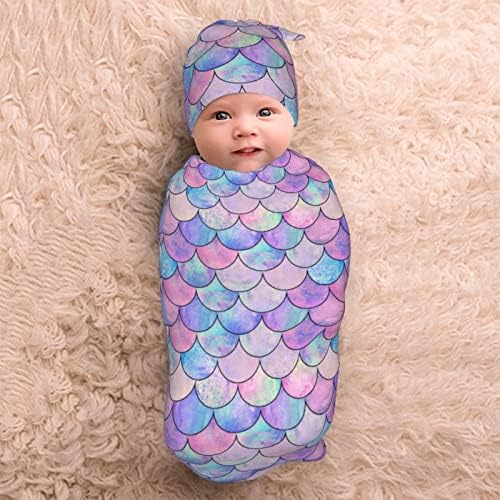 Sirena beba stvari sirena riba skali tiskani deka za novorođenčad s šeširom postavljenim mekim prijelazom prima pokrivače