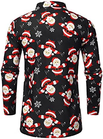 Junge ružna božićna košulja s dugim rukavima za muškarce Slim Fit Gumb Down haljine košulje Djed Božićnjak jezgar tisak za