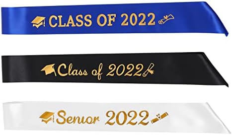 Aboofan Klasa 2022. diplomiranje sa zlatnim svjetlucavim pismom Diplomirani saten Sash 3PCS Senior 2022 Diplomirani pribor