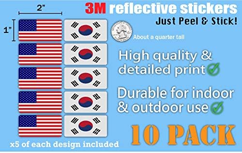 3M reflektirajuće naljepnice Južne Koreje i američke zastave | Svestrane sigurnosne naljepnice | Tvrdi šeširi, prijenosna