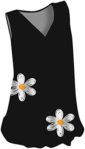 Beuu Havajske košulje za žene Ljetni cvjetni print majice casual v majice za vrat Udobne rukavice bez rukava bluze