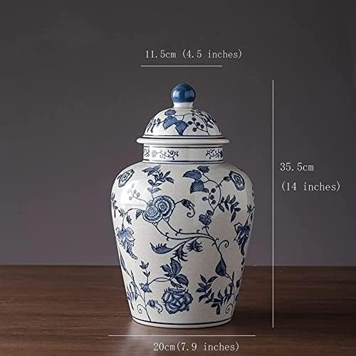 Aadecor keramičke staklenke, čajne staklenke, staklenke za odlaganje u kineskom stilu, staklenke đumbira plave i bijele đumbir