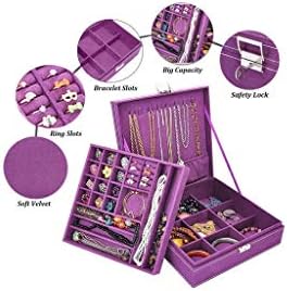 XJJZS kutija za nakit, dizajn dvostrukog skladišta, mekani baršun, veliki kapacitet, može se koristiti za skladištenje nakita
