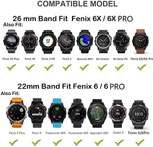 Bedcy 22 26 mm Smart Watchband kaiševi za Garmin Fenix ​​6 6S 6x Pro 5x 5 5S 5S 3HR 935 945 BRZO OSTOJI SILICONSKI RUBIRK