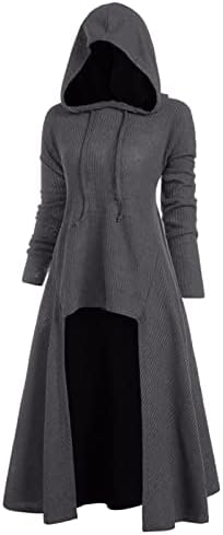 Gdjgta ženska vintage haljina zima solidna patchwork haljina s kapuljačom kravata i haljina za zabavu