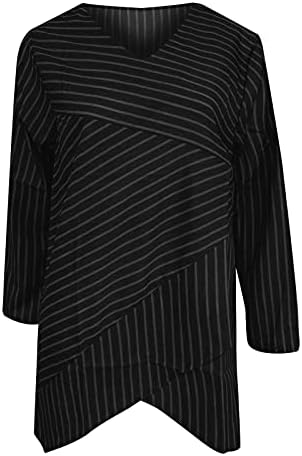 Pamučna posteljina 3/4 vrhovi rukava fpr women v vrat nepravilni rub casual majice labave udobne čvrste bluze pulover