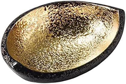 Mala zdjela crna chirashi unutarnje zlato obojeno pola mjeseca u obliku Male zdjele 3,9 x 2,8 x 1,4 inča