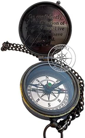Vasudha Sampada Handicrafts Klasični džepni stil Kampiranje staromodni mesingani kompas kompas kompas kompas Maritime Antique
