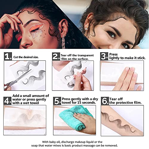 9 listova modernih naljepnica za tetoviranje kose za bebe, vodootporne lažne tetovaže šminke za tijelo za žene RUB tetovaže