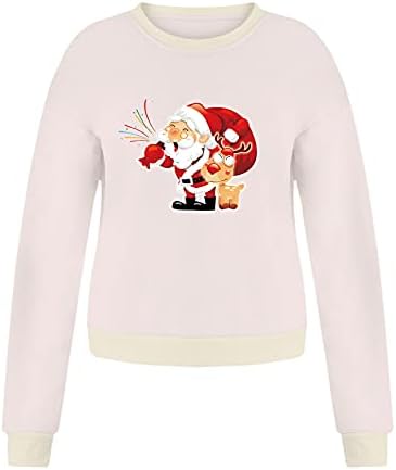 Wozvali ženska predimenzionirana trenirka Božićni sladak snjegovićni tiskani pulover košulje dugi rukavi ležerni labavi pulover