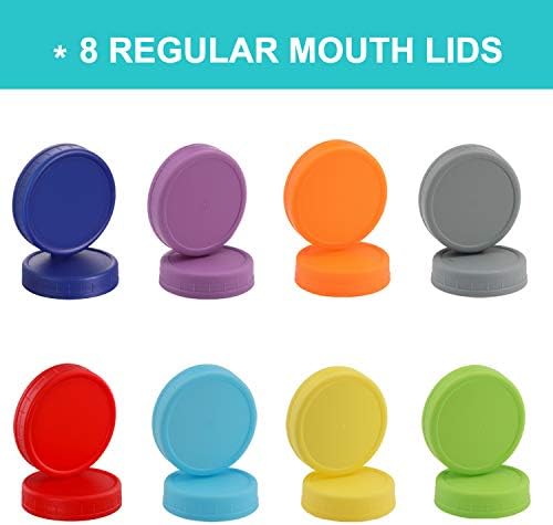 Uobičajeni poklopci za staklenke u boji [8 pakiranja] za staklenke u boji, poklopci od plastike u boji za staklenke u boji