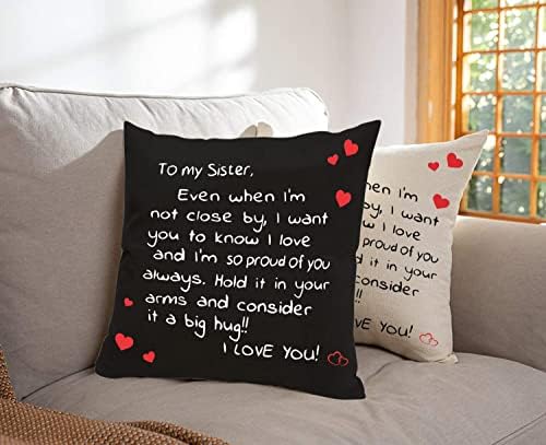 Poklon sestara od sestre, dvostrani tiskarski sestre jastuk za jastuk, čak i kad nisam blizu, želim da znate da volim, podsjetnik