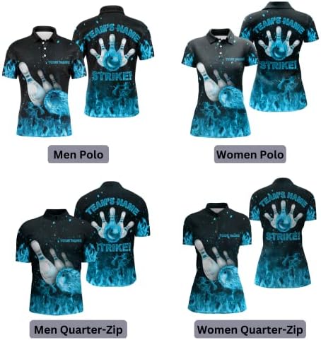 Custom Flames Bowling majica za muškarce i žene, štrajk dres kuglanja za ekipnu ligu kuglanja i četvrt-zip majica NBP179