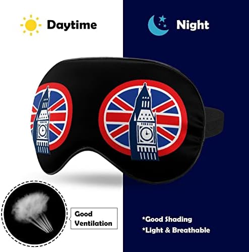 London Big Ben British Union Jack Flag maska ​​za oči za spavanje noću noć zaveni za povezivanje s podesivim remenom za muškarce