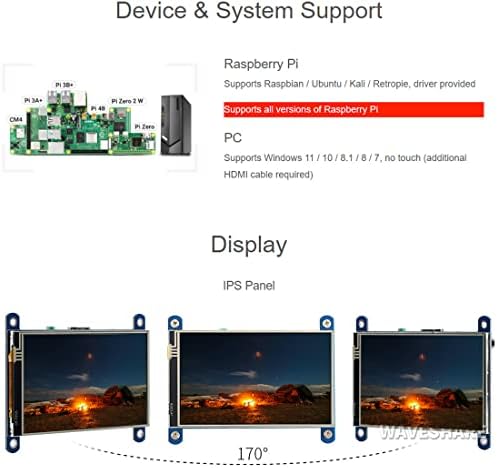 WaveShare 4inch otporni zaslon osjetljiv na dodir LCD kompatibilan s Raspberry Pi 4b/3b+/3a+/2b/b+/a+/nula/nula w/WH/nula