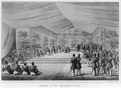 PovijesneFindings Foto: Dostava predsjednikovog pisma, 1856., Matthew C. Perry, Japanac, trgovinski odnos