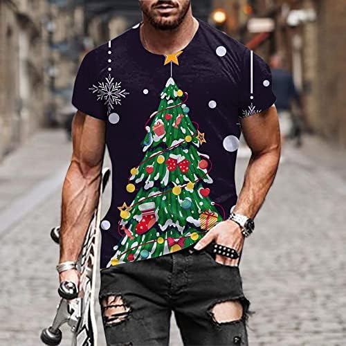 Wocachi božićne muške majice s kratkim rukavima, smiješni Xmas Djed Mraz atletski trening ugrađeni grafički vrhovi tinejdžera