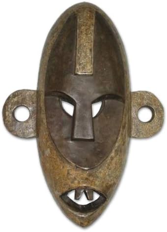 Novica ukrasna velika maska ​​od drveta, smeđa 'Alert Boa Warrior'