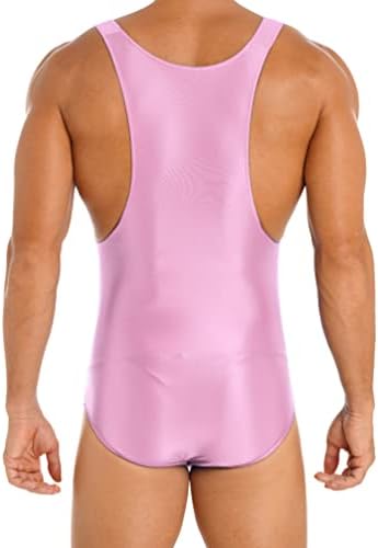 Yizyif muški kupaći kostim sjajni bez rukava Slim fit bodysuit okrugli vrat donje rublje Mankini kupaći kostim