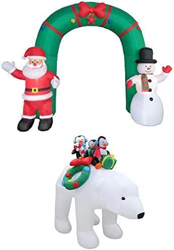 Dva paket ukrasa za božićne zabave, uključuje 10 stopa visok na napuhavanje od Djeda Mraza i snježnog čovjeka, a 8 stopa