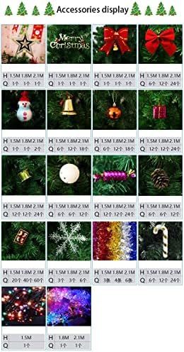 RNNTRUR šarm paket božićnog drvca 1,5 metara 1,8/2,1 metra, trgovački trgovački centar set za ukrašavanje božićnog drvca,