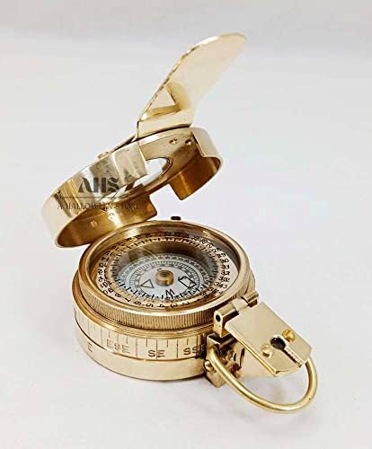 Halloween Store Čvrsti mesingani nautički vojni kompas džep Sjajni navigacijski alat British Prizmatic Compass