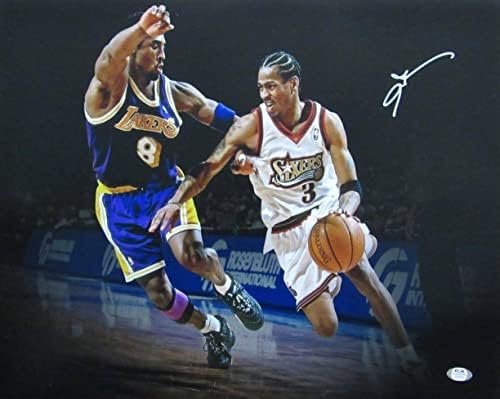 Allen Iverson vs. Kobe Hof 76ers Potpisan/Autografirano 16x20 Photo PSA/DNA 163880 - Autografirane NBA fotografije