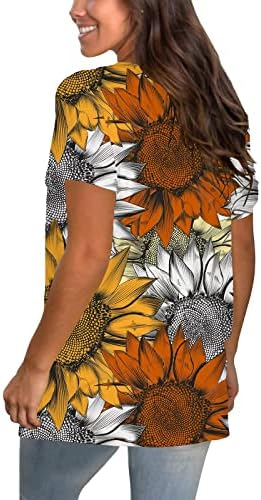 Ljetne Ležerne tunike za žene, trendi majica s cvjetnim printom, bluze s izrezom u obliku slova u i kratkim rukavima, 2023