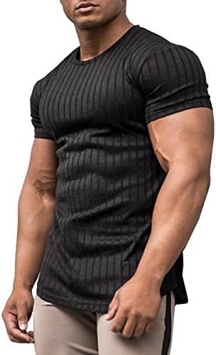 Urru muške mišićne majice protežu se kratkim rukavima Bodybuilding Workout casual Slim Fit majice