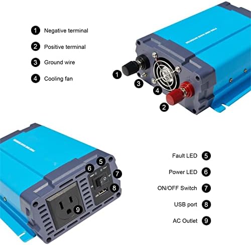 Bežični pretvarač od 40 V 300 vata, čisti sinusni pretvarač s 1-inčnim i AC priključkom, pretvarač od 40 V DC do 120 V AC