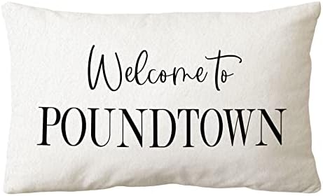 Sidhua Smiješni par Tematski ukrasi za jastuke za kućnu svadbenu sobu, dobrodošli u Poreda Poundtown Throw Pokrivač 12 ”x20”,