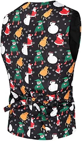 XXBR božićne odijele za muške, Xmas Djed Mraz Claus Snowflake Print za prsne hlače set Poslovni povremeni odjeli set