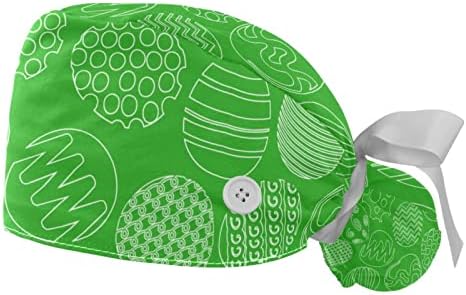 Podesivi bouffant kapice 2 PCS Uskršnje jaja proljetna radna šeširska pokrova kosa s torbicom za rep meke kirurške medicinske