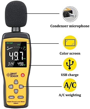 JIESEING Digitalni zvuk razine buke mjerač decibel audio ispitivač 30 ~ 130 dba u boji LCD zaslon Automotivni mikrofon DB