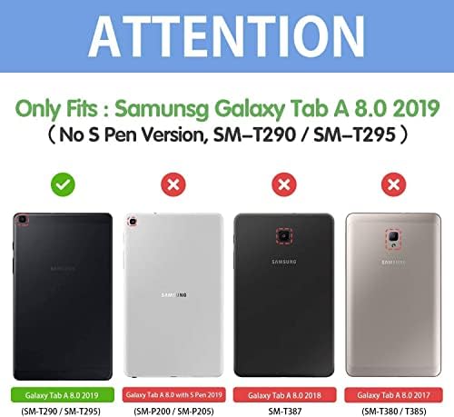 TSQ Samsung Galaxy Tab A Case 8,0 inč 2019 SM-T290/T295 za Kids Girls | Teška dužnost hrapava zaštitna slatka šarena futrola