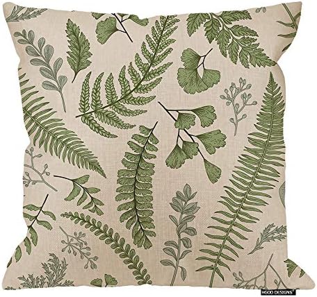 Hgod dizajnira lišće bacaj jastuk jastuk jastuk, zeleni lišće i paprati uzorak pamučna posteljina poliester ukrasni dekor