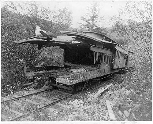 PovijesnaFindings Foto: Teleskopeni automobili, katastrofa za trčanje blata, listopad 1888., Željeznički automobili, RR,