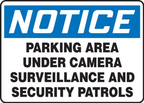 Accuform mase804vs ljepljivi vinilni sigurnosni znak, legenda Obavijest o parkiralištu pod nadzorom kamere i sigurnosnih