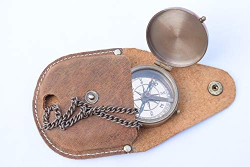 NeoVivid Joshua 1 9 Ugravirani pokloni, mesinganski usmjereni kompas s kožnim kućištem i lancem