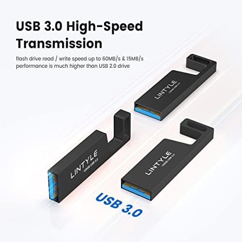 Lintyle 128 USB flash pogon USB 3.0 pogon palca s privjesom za ključeve, 128 g 128 GB Metal USB pogon 3.0 memorijski štap