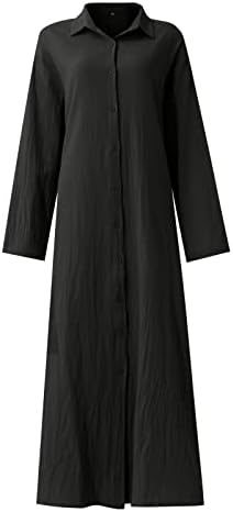 Nokmopo haljine za žene 2022 ležerna pamučna lanena prugasta kardigan labavi temperament nepravilna haljina