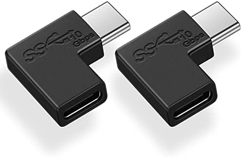 Pravi kut USB C, Type-C mužjak na Type-C ženski adapter, 2-pack USB C pravi kut, USB C 90 stupnjeva adapter za povezivanje