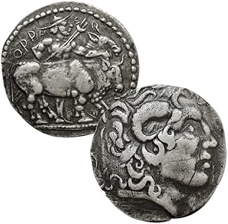 Dva rogata Boga Aleksandra Velikog drevnog grčkog srebrnog kovanica Klasični mit Homer Epic Ingraving Ingraving dar