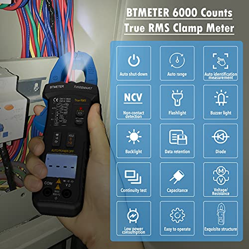 BTMETER Digitalna stezaljka Multimeter BT-7200Smart, TRMS 6000 Broji stezaljke na avometar AC i DC napon struja DMM testni