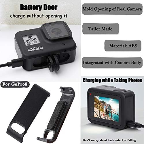 HERO8 ABS baterija poklopca vrata vrata s priključkom za punjenje za GoPro Hero8 Black Action Camera ， Fire Rock Battery