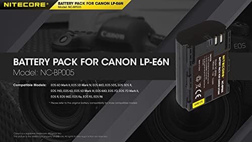 Nitecore NC-BP005 Baterija kamera kompatibilna s Canon LP-E6N baterijom 6d 6d Mk II 5D MK III 5D MK IV 5DS 5DS R 60D 70D