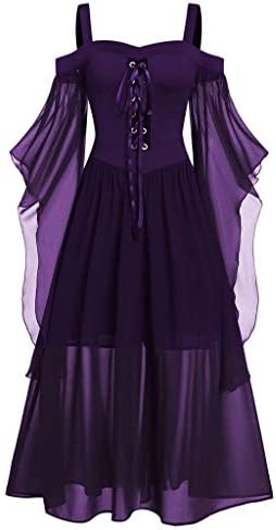 Yslmnor Srednjovjekovni kostim za žene Halloween Corset Gotička renesansna haljina plus Veličina haljina za bljesak rukava