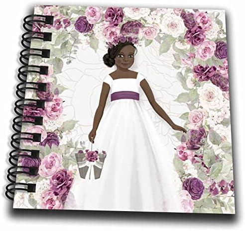 3Drose Afroamerikanke cvjetne djevojke s ljubičastim ružama i eukaliptusom - crtanje knjiga